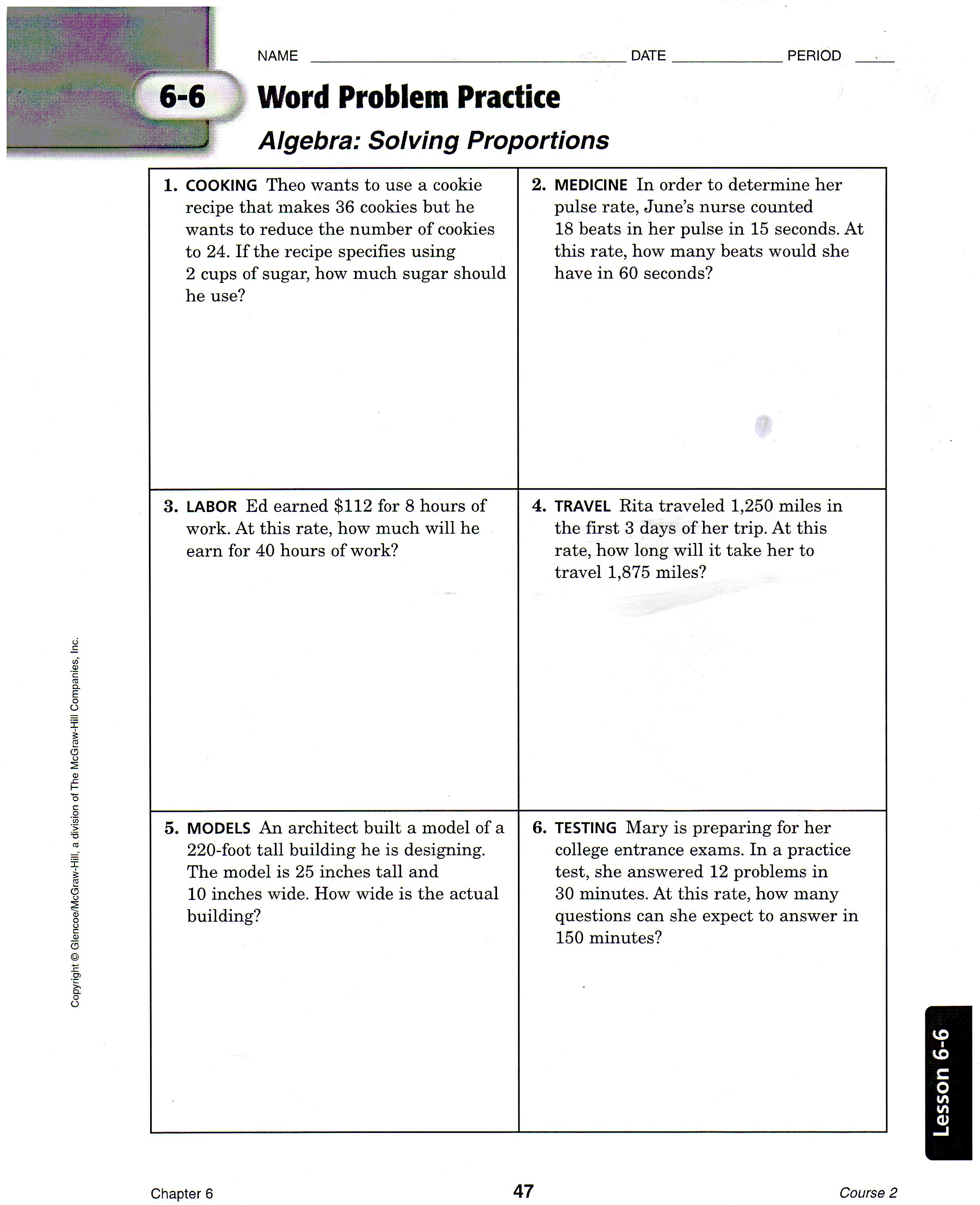 Lesson 7 Homework Practice Solving Proportions Answer Key